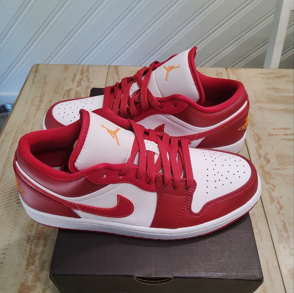 Air Jordan 1 Low, Cardinal Red/Light Curry-Light, Various Sizes Available